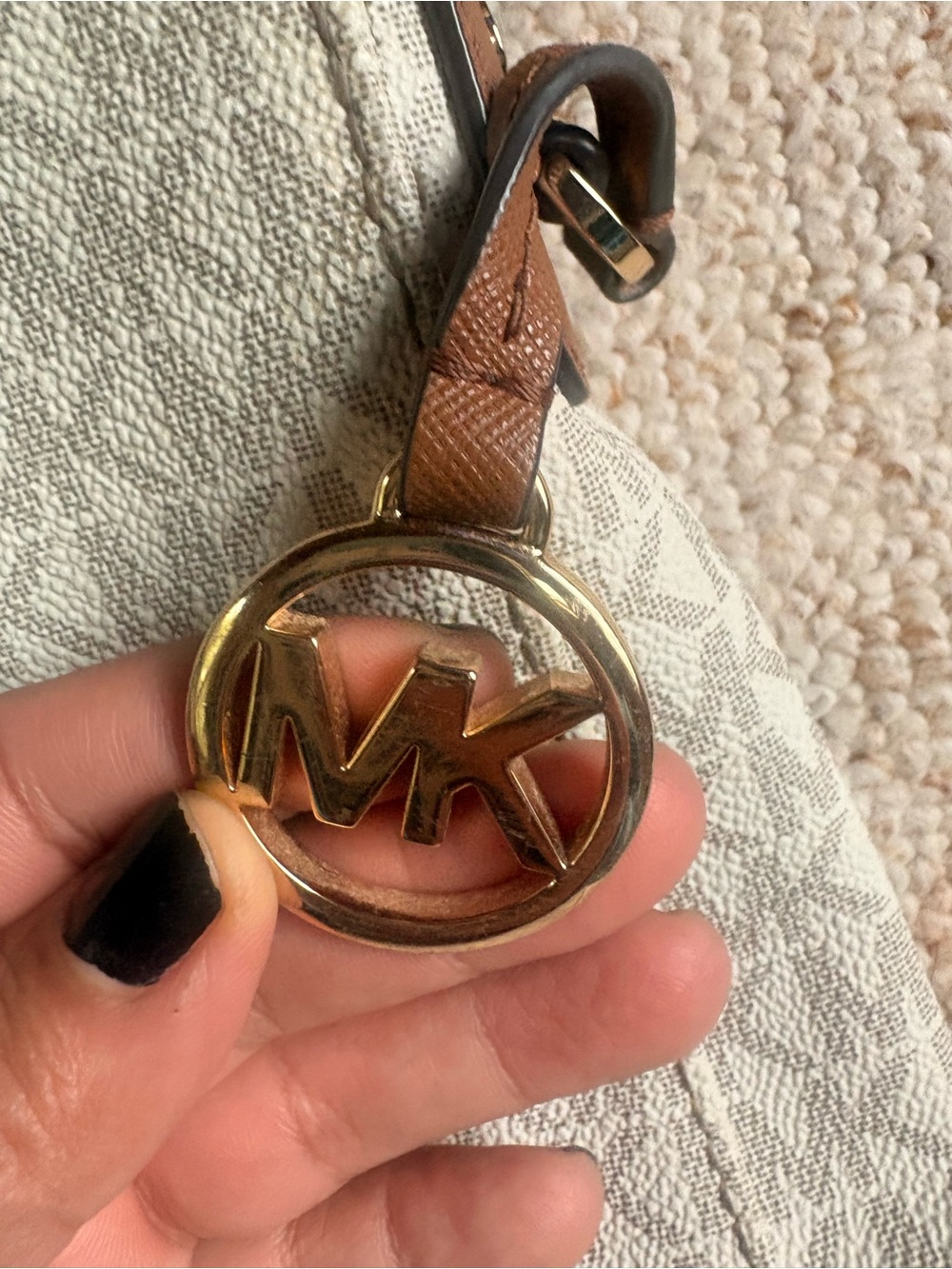 Michael Kors Brown Leather and Gold Logo crossbody